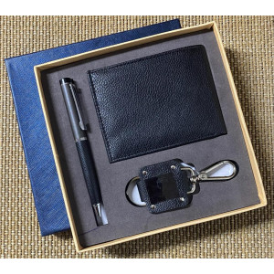 Assorted Gift for men ( Black Wallet, keychain, pen) by Kift Dekor